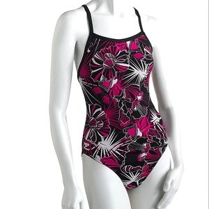 Speedo Race Endurance Floral Explosion Overall Print Flyback One-Piece S…